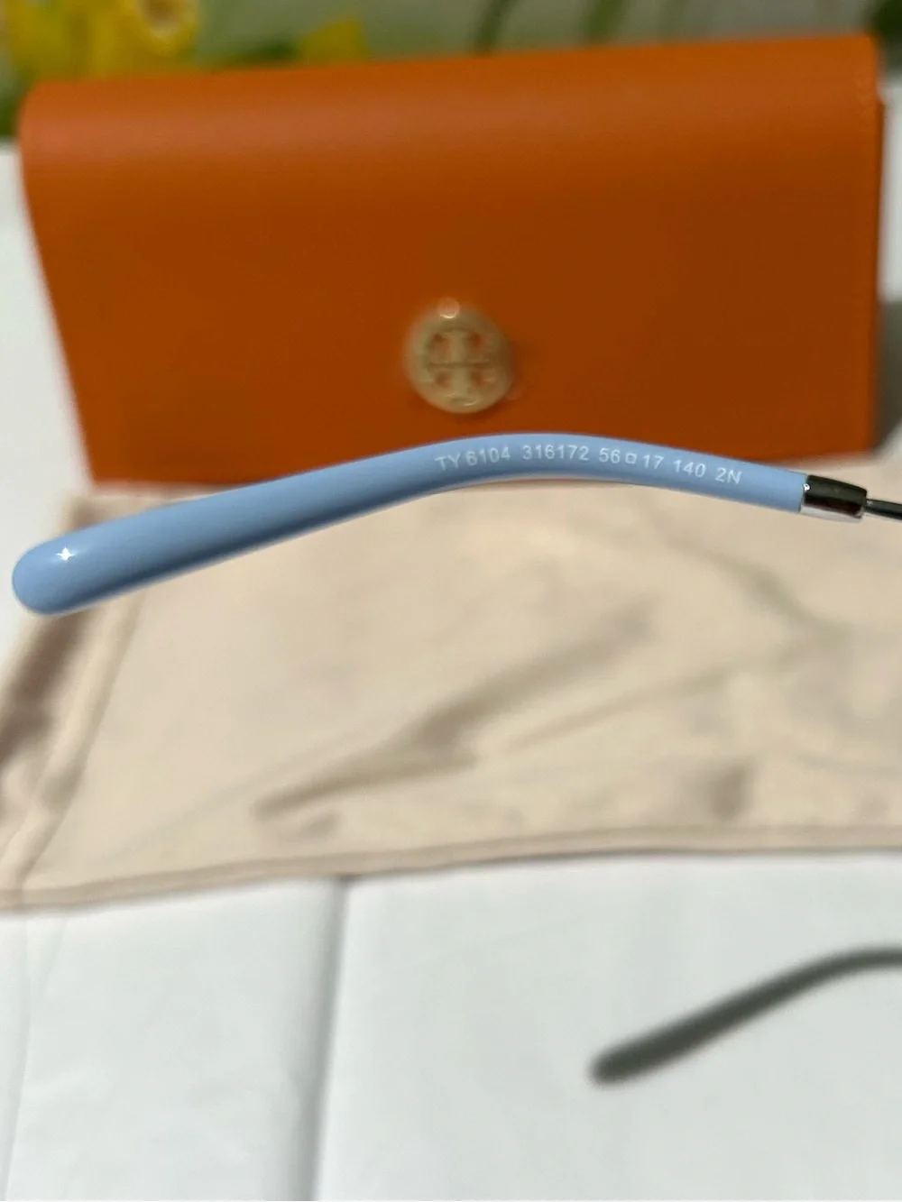 NEW Tory Burch Eleanor Rectangular Sunglasses TY6104 Silver/Light Blue with Case